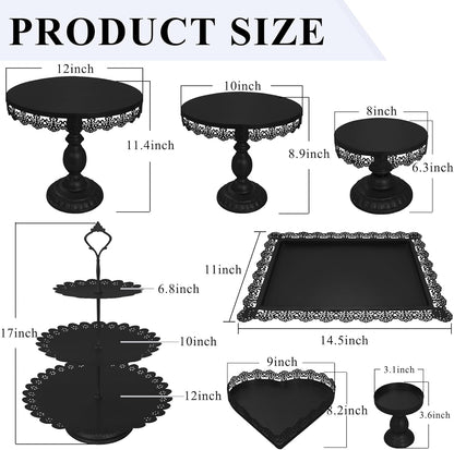 Set of 9 Cake Stands Metal Cupcake Stand Set Multiple Styles Candy Fruit Display Tower Dessert Plate Cake Serving Tray for Birthday Party Wedding Anniversary Baby Shower Engagement (Gold)