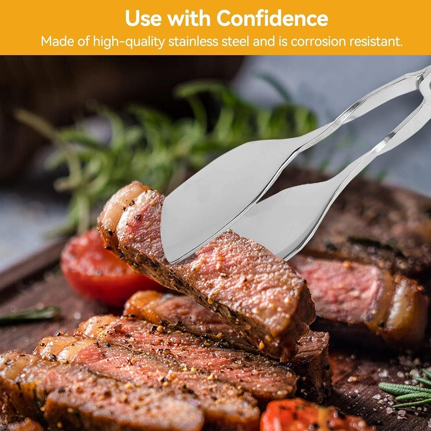 2 Pcs Tongs for Serving Food, Serving Tongs Stainless Steel Buffet Tongs Mini Tongs Bread Clip Food Tongs Scissors Shape Salad Steak Clip for Baking Barbecue Fried