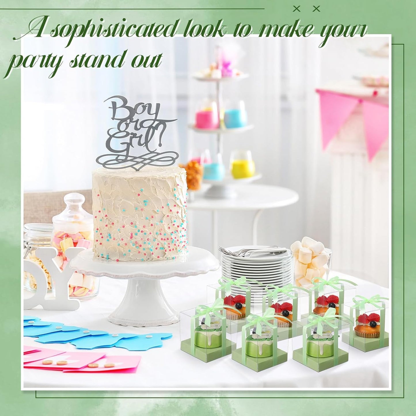 Thenshop 50 Pcs Clear Cupcake Boxes Individual 3.5 Inch Plastic Single Cupcake Containers Boxes with Inserts and Ribbon Individual Cake Storage Holders for Cake Kitchen(Dark Blue)