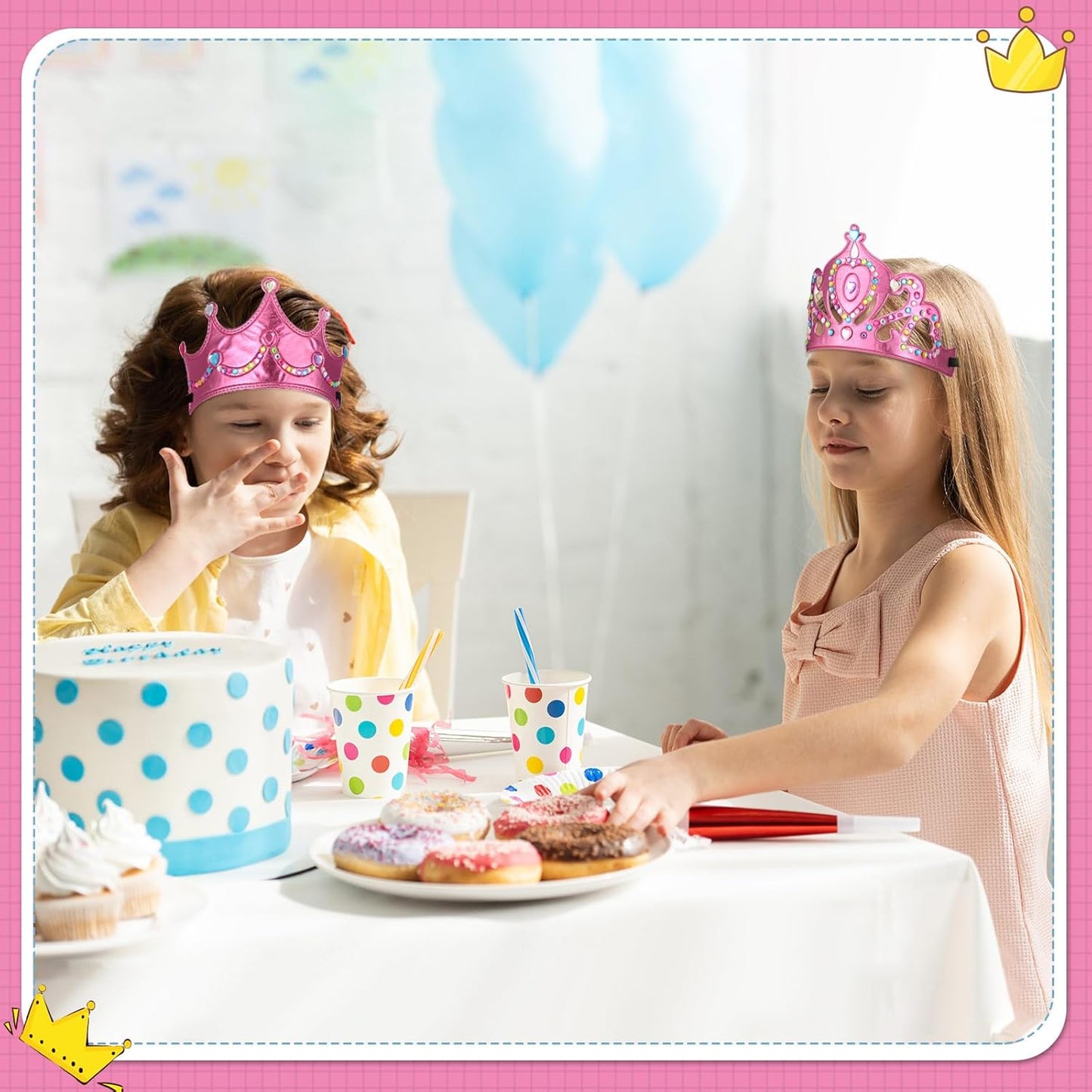 Yaomiao 44 Pcs Birthday Foam Crowns for Kids Princess Tiaras King Hat Bulk Diamond Sticker Kits for Crown Party Supplies