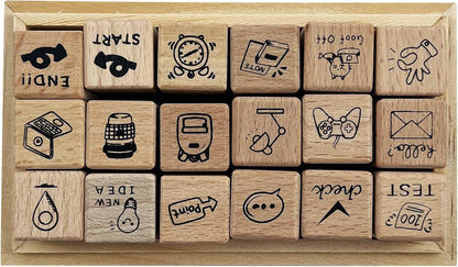 25pcs Mood Expression Wooden Rubber Stamps Kit, Cute Small Emoticon Theme Stamps for Decorative Diary Planner DIY Craft Scrapbook Card Making Letters Journal