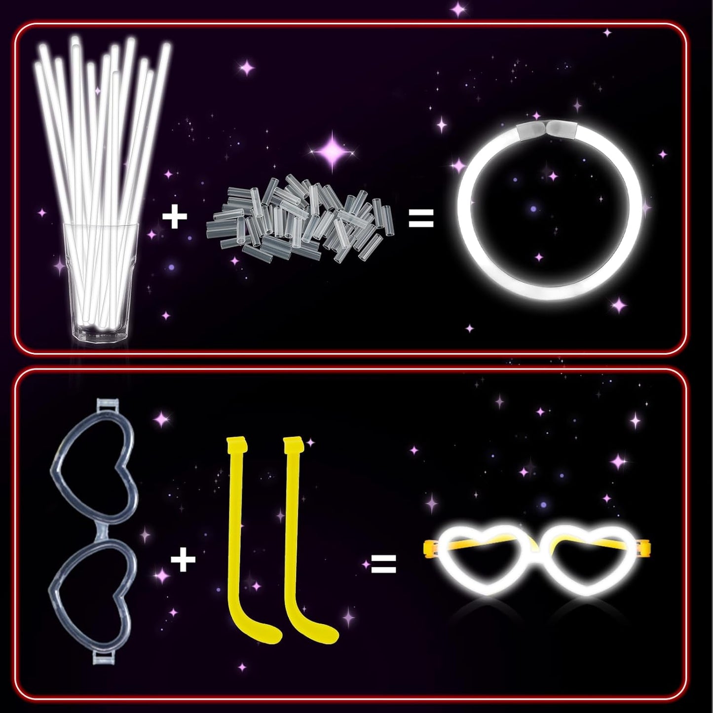60 Pack 8” Purple Glow Sticks Bulk Bright Glow Sticks with 60 Connectors 20 Heart Glasses Glow In The Dark Party Supplies Neon Party Decorations Glow Bracelet Glasses for Carnival (Purple)