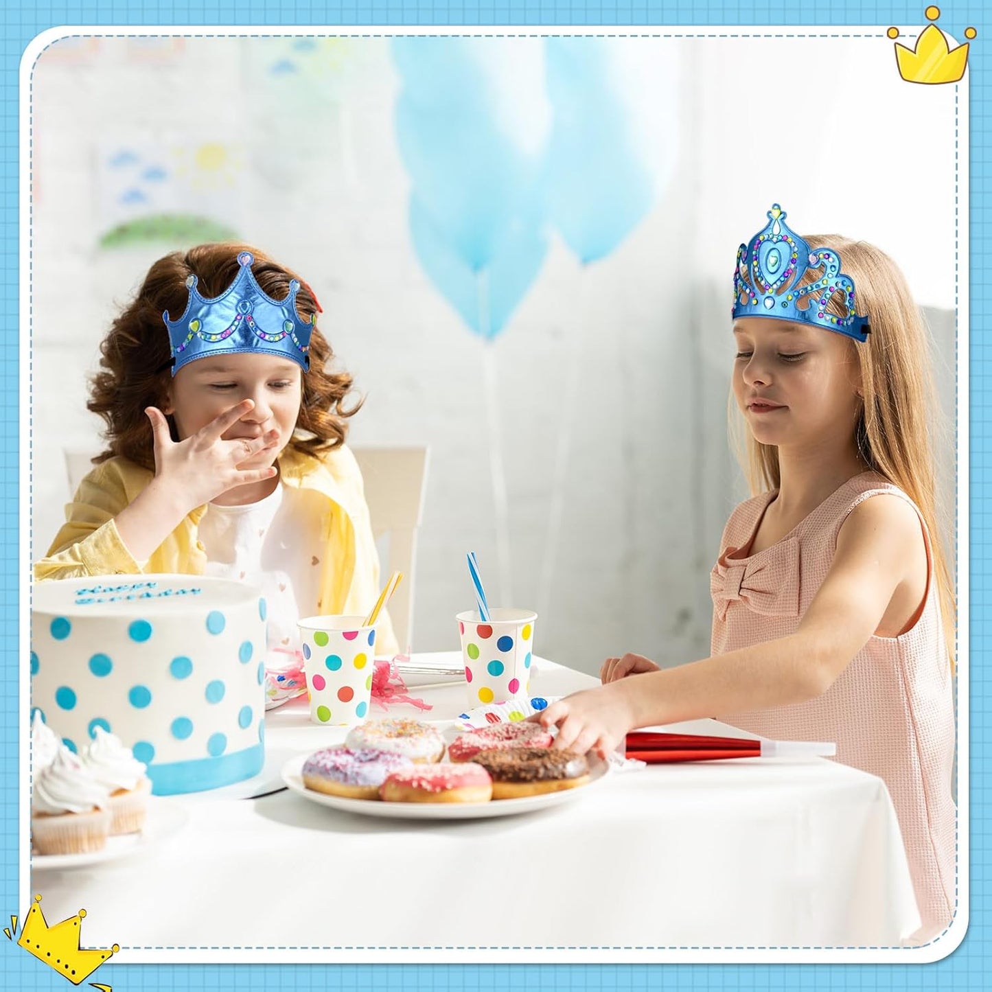 Yaomiao 44 Pcs Birthday Foam Crowns for Kids Princess Tiaras King Hat Bulk Diamond Sticker Kits for Crown Party Supplies