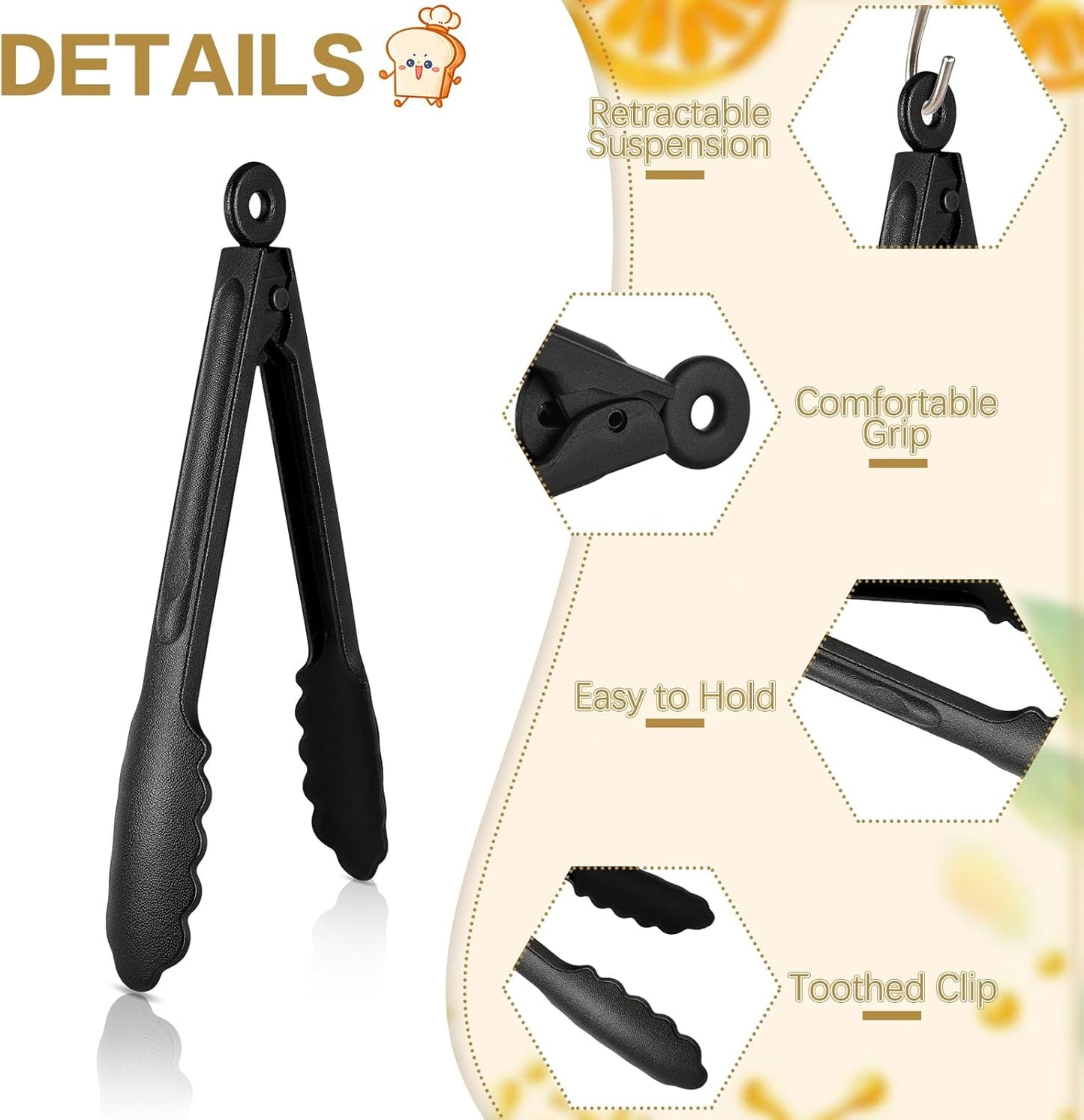 30Pc Plastic Serving Tongs, 11-Inch Heavy Duty Locking Reusable or Disposable Salad Tongs with Secure Push & Pull Lock, Hanging Hole Serving Utensils Set for Buffets, Appetizer, BBQ, Catering, Parties