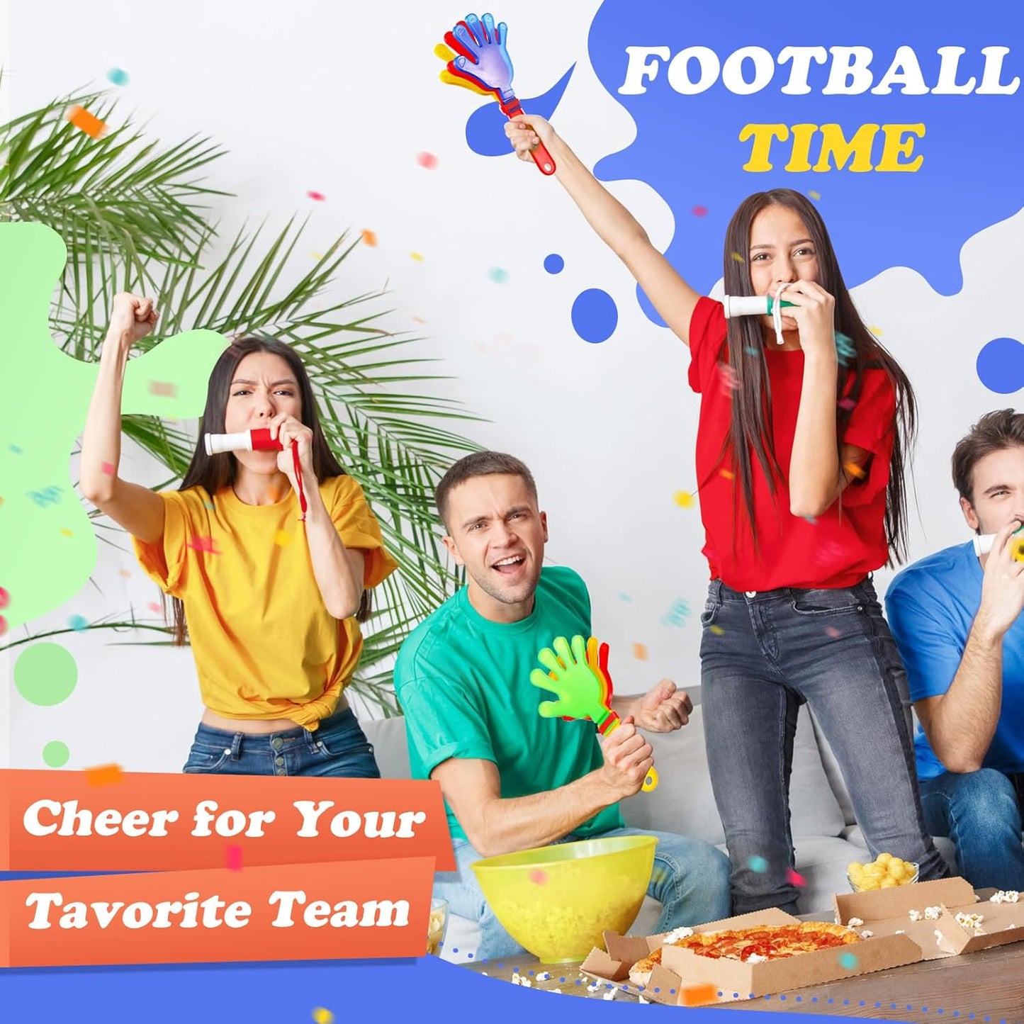 Sratte 80 Pcs 7.5 Inch Hand Clappers Noisemakers Bulk Clappers Noisemakers Party Favors Mini Hand Soundboard Plastic Noise Makers for Sporting Event Fiesta Birthday Reward Cheer Supplies (Multicolor)