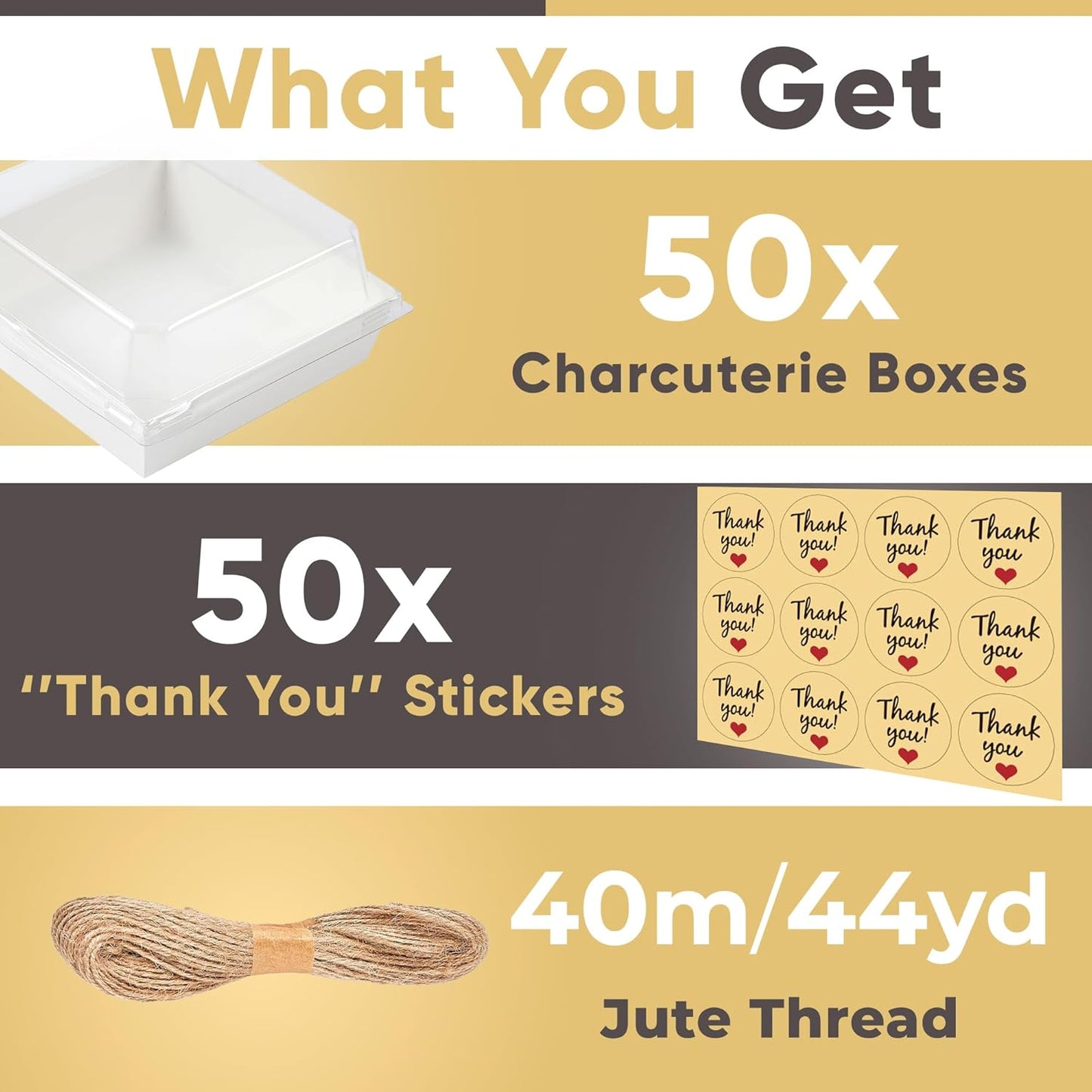 Leafiew 50 Pack Small Charcuterie Boxes with Clear Lids - To Go Paper Mini Charcuterie Box, Disposable Food Containers, 5Inch Dessert Boxes - Sandwich, Cookie, Sushi, Cake Slice, Strawberries (Brown)
