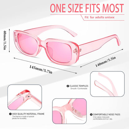Pibupibu 40 Pack Rectangle Sunglasses Bulk 90s Retro Cool Party Sunglasses for Women Men Fun Glasses Set