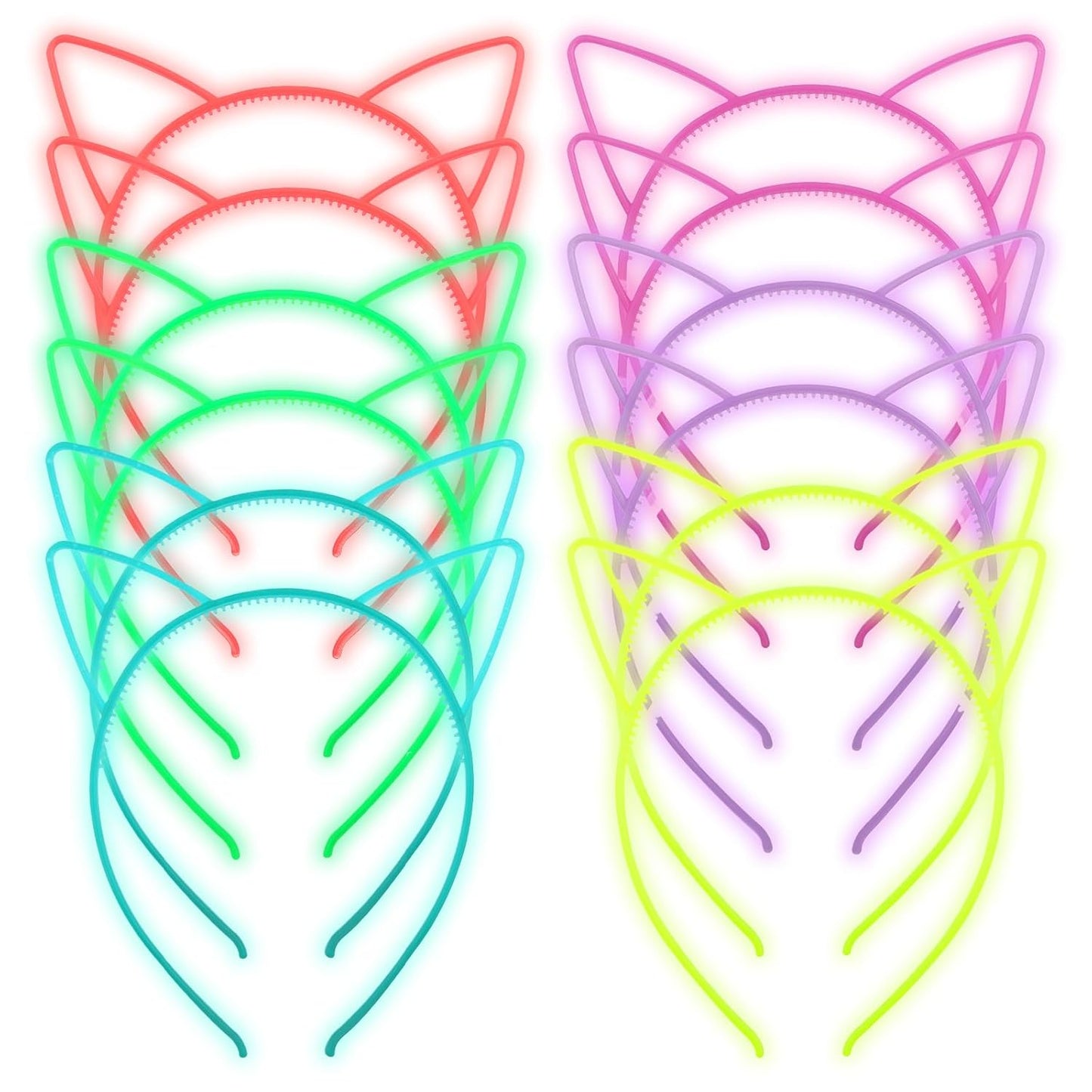 ZIRICHER 6 Colors Glow in the Dark Headbands, Plastic Light Up Hair Band Crowns Luminous Headband For Girls Party Headbands