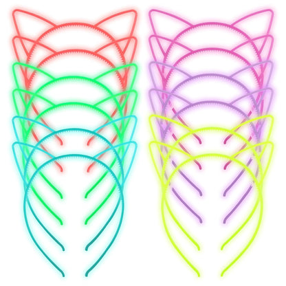 ZIRICHER 6 Colors Glow in the Dark Headbands, Plastic Light Up Hair Band Crowns Luminous Headband For Girls Party Headbands
