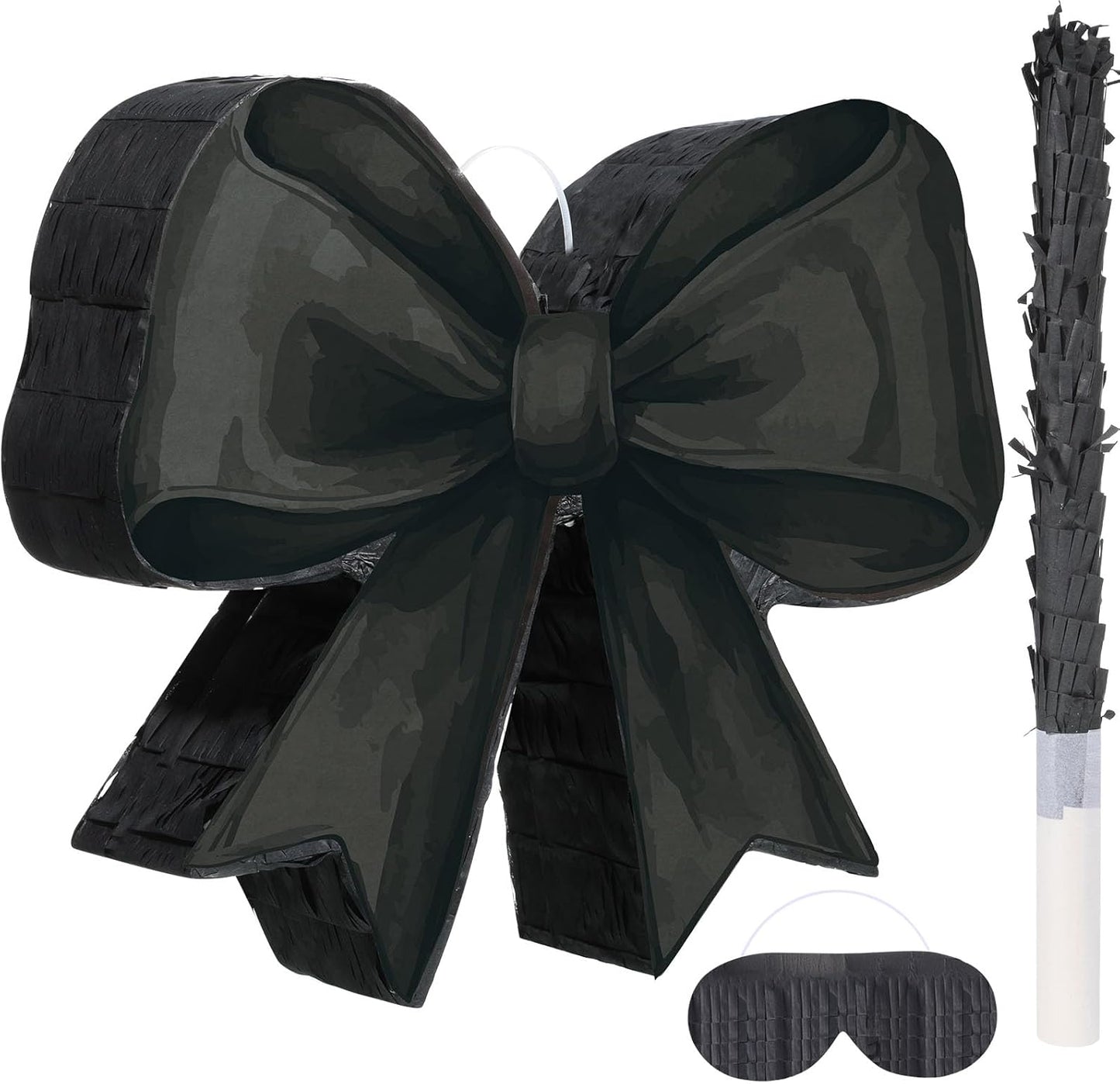 Threan Bow Piñata Bow Party Piñata with Bat Stick Blindfold Mask Coquette Birthday Centerpieces Decorations for Bridal Shower Wedding Anniversary Engagement Supplies (Purple)