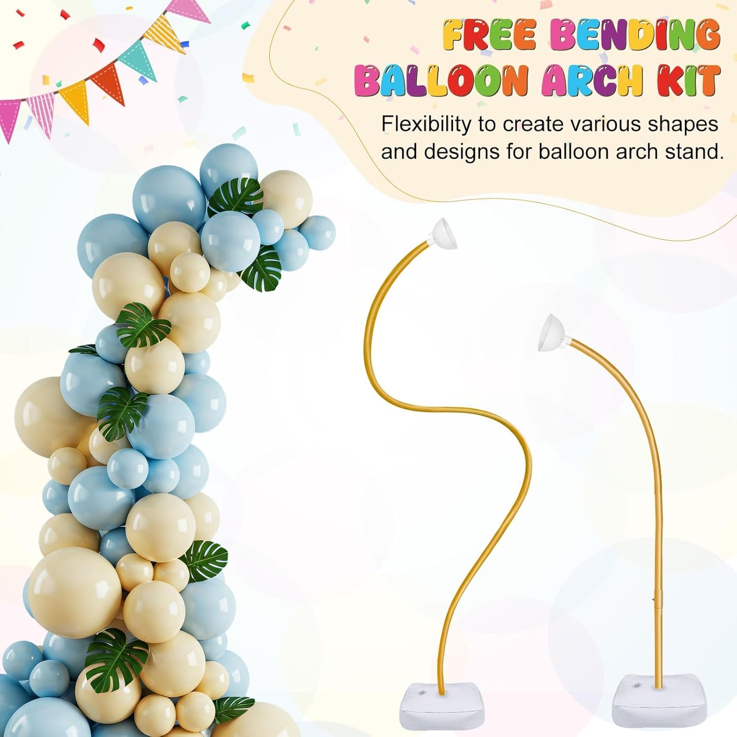 AerWo Balloon Arch Kit 9.35FT & 6FT, Free Bending Half Balloon Arch Stand with Base, Floor Gold Balloon Arch Frame Backdrop for Wedding Birthday Party Baby Shower Yard Lawn Home Christmas Decorations
