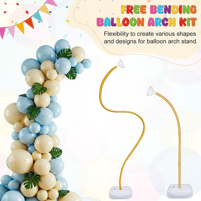 AerWo Balloon Arch Kit 9.35FT & 6FT, Free Bending Half Balloon Arch Stand with Base, Floor Gold Balloon Arch Frame Backdrop for Wedding Birthday Party Baby Shower Yard Lawn Home Christmas Decorations