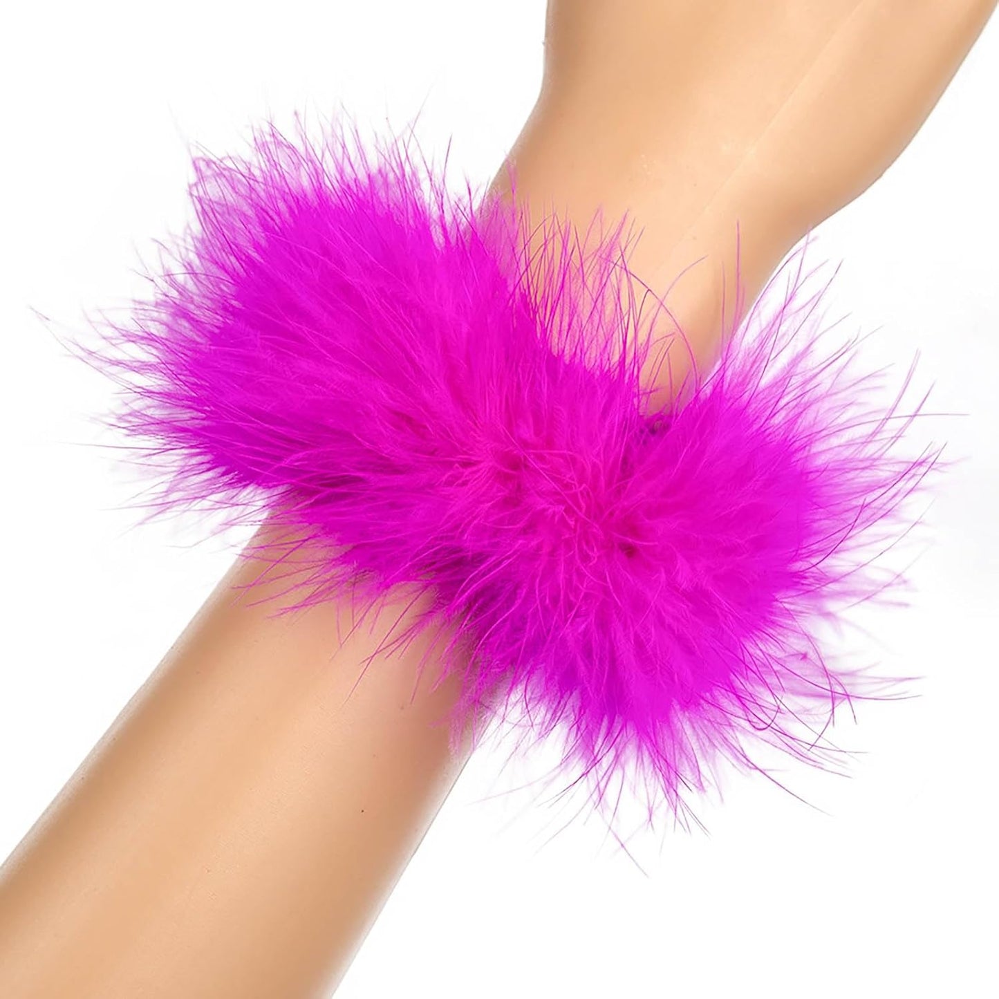 2Pcs Feather Wristbands, 9.65inch Soft Feather Wrist Slap Bracelet Cuffs, Snap Ring, Circle Slap Wrist Decoration Cuffs for Party Decoration