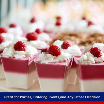 JOLLY CHEF 50 Pack 5 oz Plastic Dessert Cups with Lids and Spoons, Yogurt Parfait Appetizer Cup for Party, Clear Mini Dessert Shooter for Pudding Fruit Trifle Ice Cream