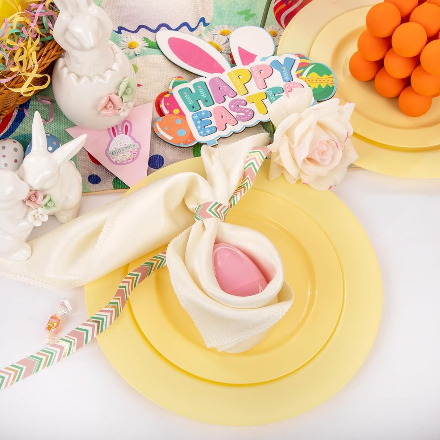 FLOWERCAT 60PCS White Plastic Plates - Heavy Duty White Disposable Plates for Mother's Day/Birthday Party/Wedding -serve for 30 guests Include 30PCS 10.25" & 30PCS 7.5" Plates for Party