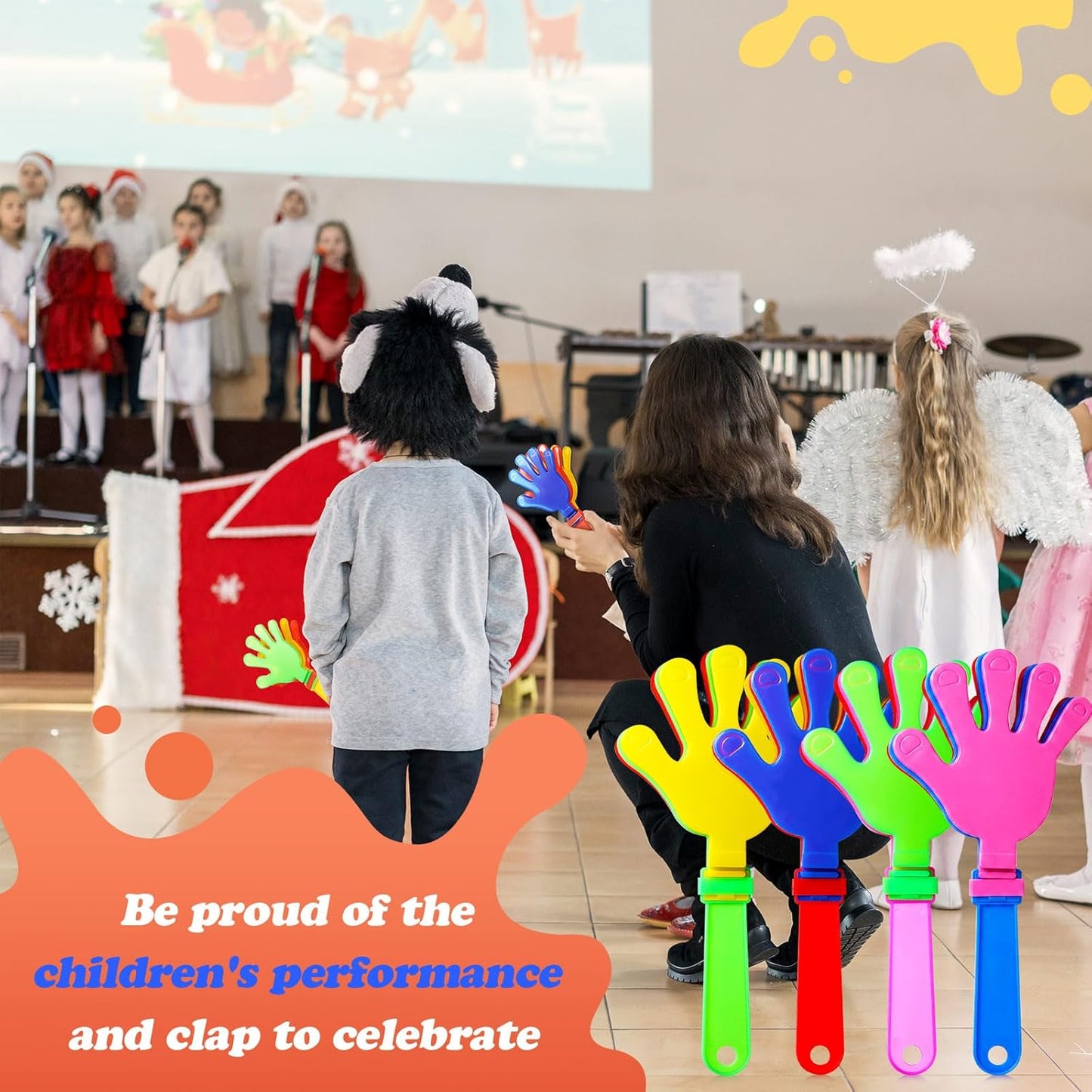 Sratte 80 Pcs 7.5 Inch Hand Clappers Noisemakers Bulk Clappers Noisemakers Party Favors Mini Hand Soundboard Plastic Noise Makers for Sporting Event Fiesta Birthday Reward Cheer Supplies (Multicolor)