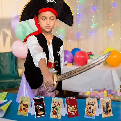 Teling 24 Pieces Mini Pirate Notepads Notebooks Pirate Party Favors Small Spiral Notebooks Mini Pocket Notepads for Kids Birthday Party Supplies Teacher Classroom Rewards