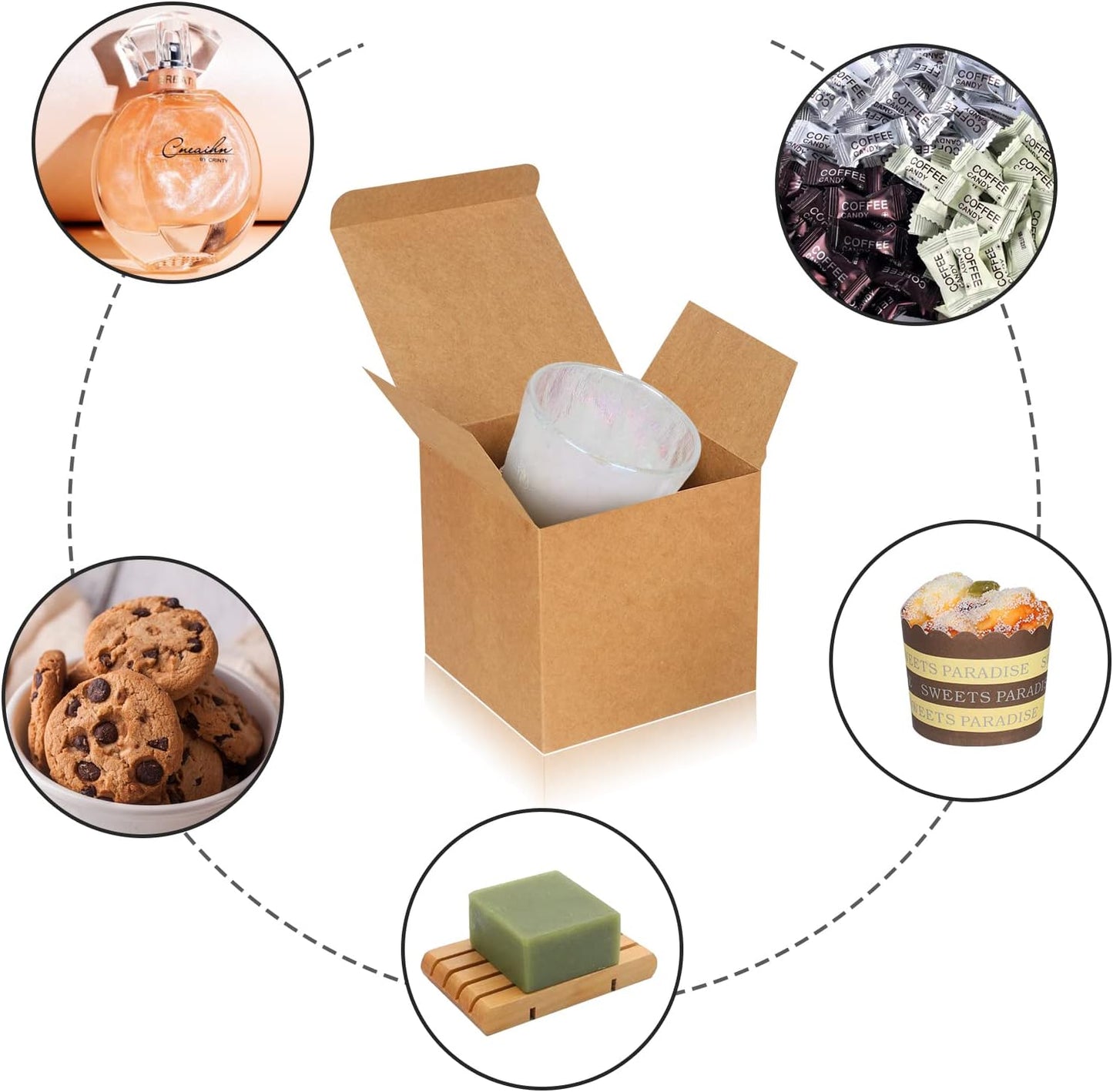 100 Pack Small Gift Boxes, 2x2x2 Inches Favor Boxes Gold Paper Gift Boxes with Lids for Presents, Crafting, Cupcake Boxes, Gifts, Candy Boxes for Wedding Party Bridal Shower Baby Shower Favors