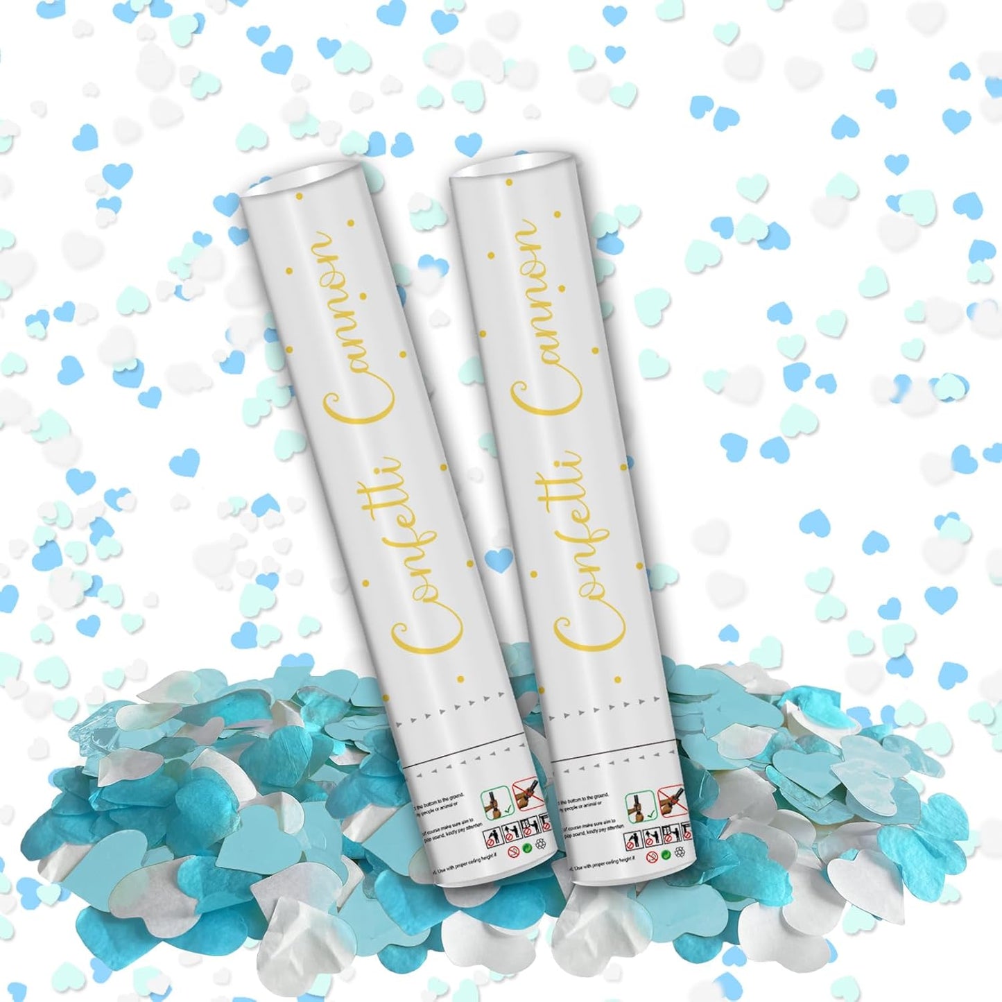 12" Black Gold Confetti Cannon Party Poppers for Birthday Graduation Wedding Retirement New Year Celebrations - Easy to Use, Pack of 2