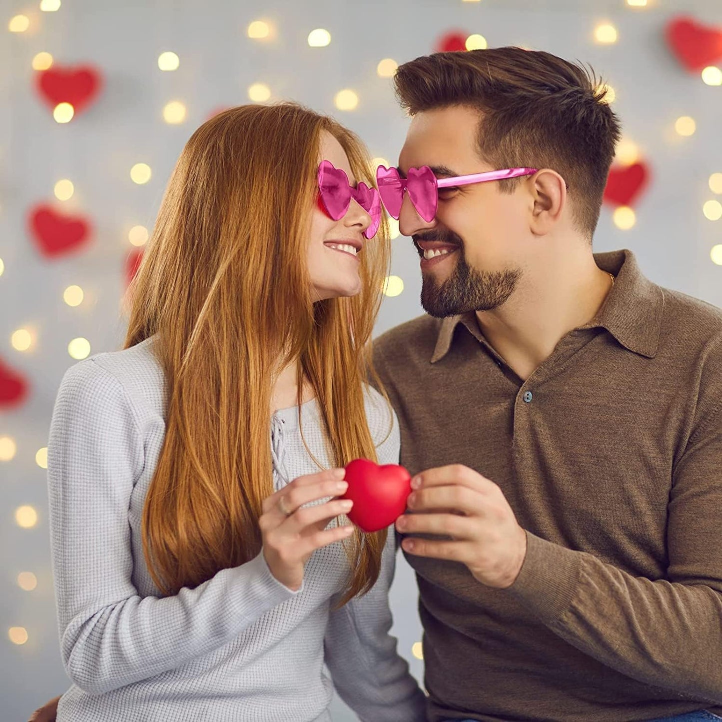 AEAHALY Heart Sunglasses for Women and Men Rimless Heart Shaped Sunglasses Bachelorette Bride Party Accessories