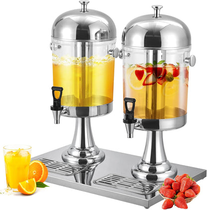 Commercial-Grade Drink Dispenser, Stainless Steel Beverage Dispenser with Ice Core, Stand & Spigot for Catering Events & Weddings