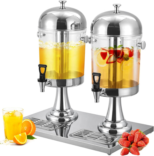 Commercial-Grade Drink Dispenser, Stainless Steel Beverage Dispenser with Ice Core, Stand & Spigot for Catering Events & Weddings