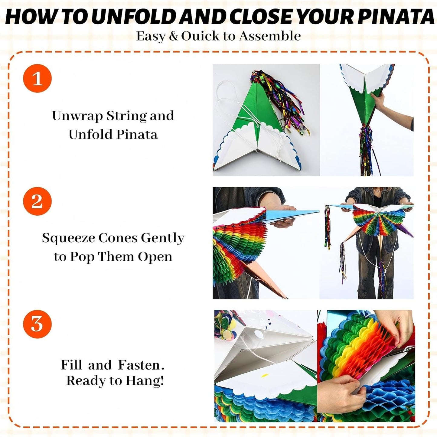 32 Inch Large Star Piñata Set with Stick Blindfold Confetti Foldable Mexican Fiesta Piñata Rainbow Honeycomb Decorations for Cinco De Mayo Birthday Party Carnival Taco Tuesday
