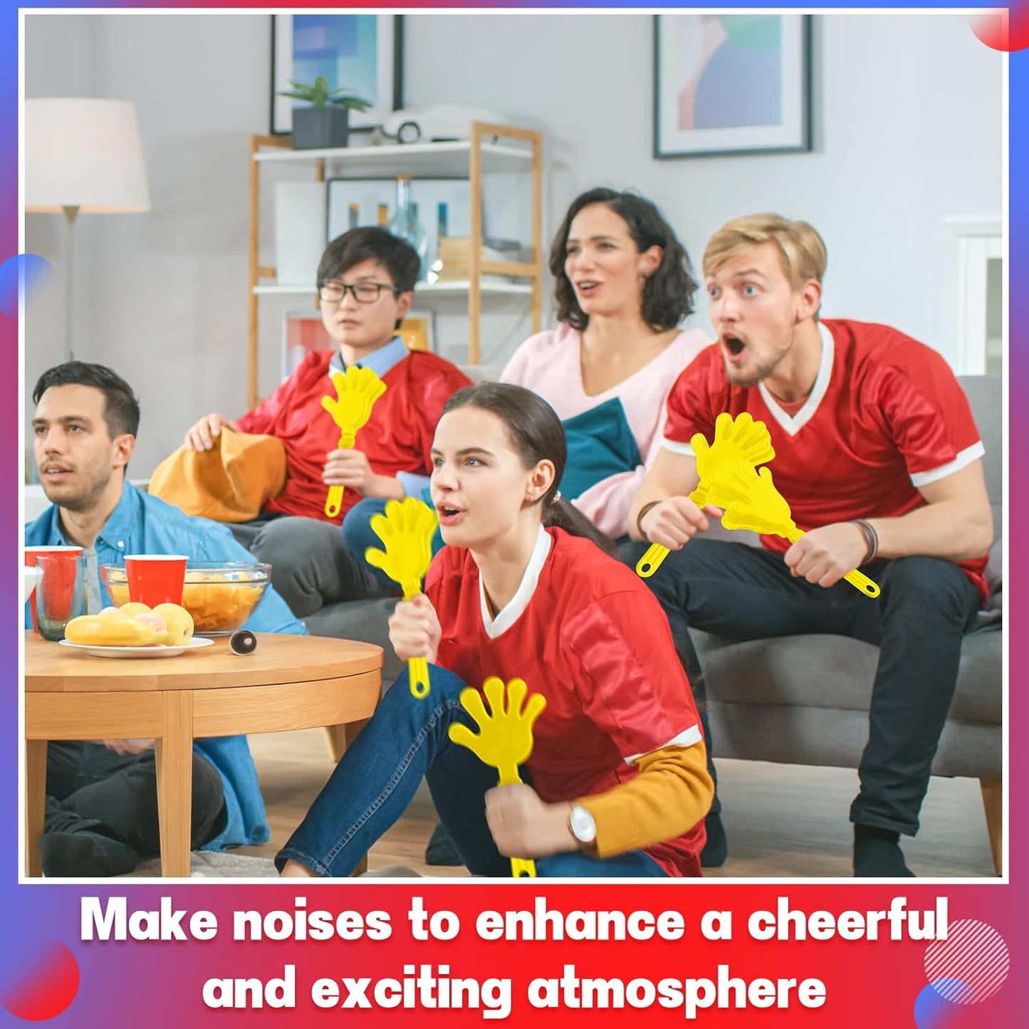 4 Pieces Jumbo Hand Clappers 11 Inch Noise Makers Party Favors Giant Large Hand Clappers Noise Makers for Sporting Events Cheers Ball Dance Basketball Football Noisemakers (Red)