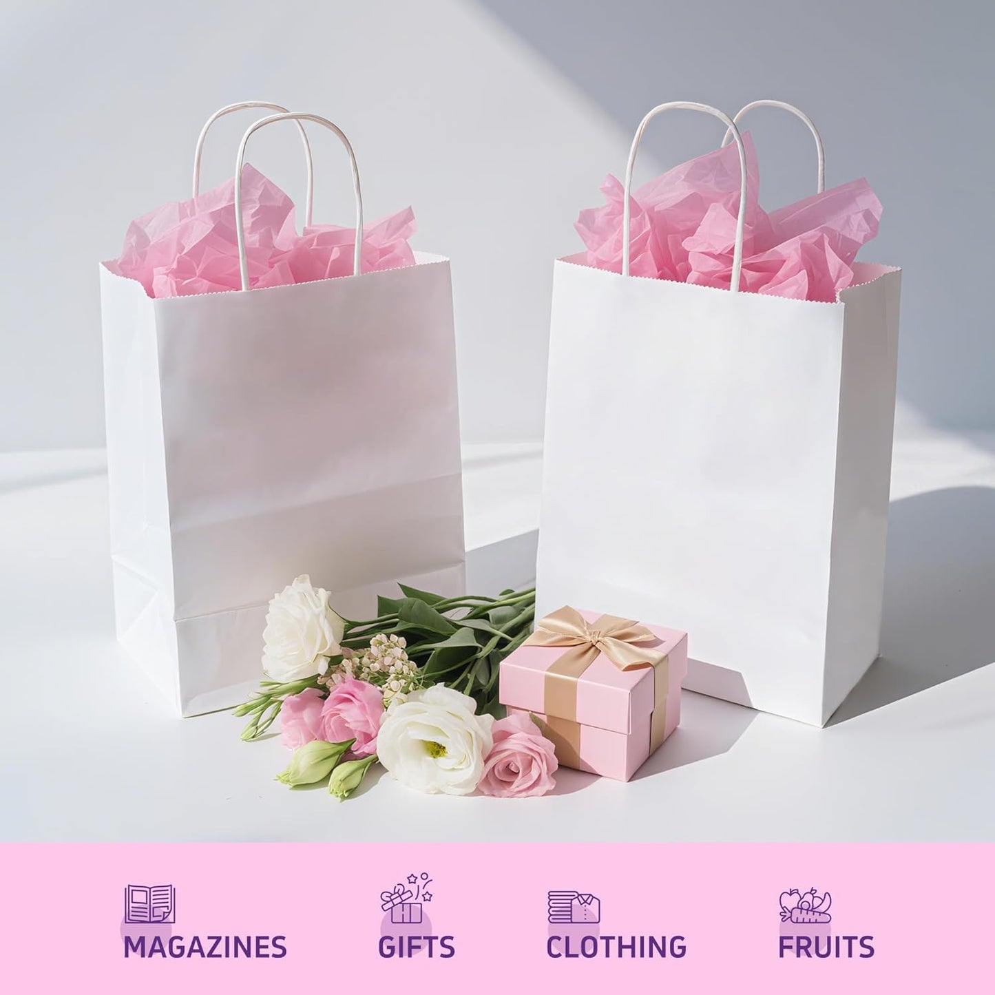 32 Pack Paper Gift Bags with Handles, 5.8"×3.2"×8.25" Party Favor Bags, Gift Bags, Small Gift Bags with Handles, Party Bags, Small Goodie Bags Bulk for Birthday, Crafts, Wedding, Party Supplies (8 Colors)