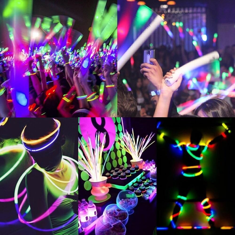 Glow Sticks Bracelets Bulk Wholesale, 100 8” Yellow Glow Bracelets, Bright Color, Glow 8-12 Hrs, 100 Connectors Included, Glow Party Favor Supplies, Sturdy Packaging, Great Fun.