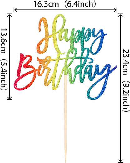 ZHUOWEISM 1 PCS Gold Happy Birthday & Anniversary Cake Topper