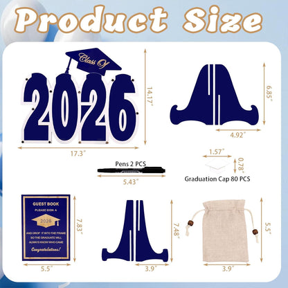 2026 Graduation Guest Book Alternative, Black Happy Graduation Party Decorations, Class of 2026 Congrats Graduates Signature Guestbook Gifts for College High School Students Friends Men Women