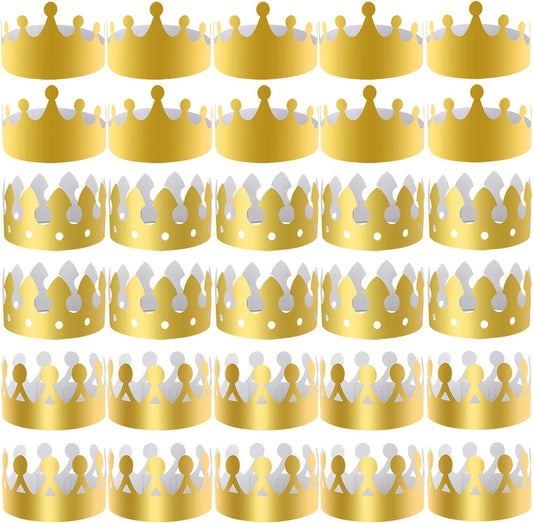 SIQUK 27 Pieces Golden Paper Crown Party Gold Crowns Hats King Crowns for Party and Celebration