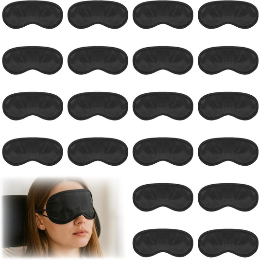 20Pcs Eye Mask Sleep Masks Bulk Blindfolds for Party Games with Adjustable Strap and Nose Pad for Women Men Kids, Black Blindfold for Kids