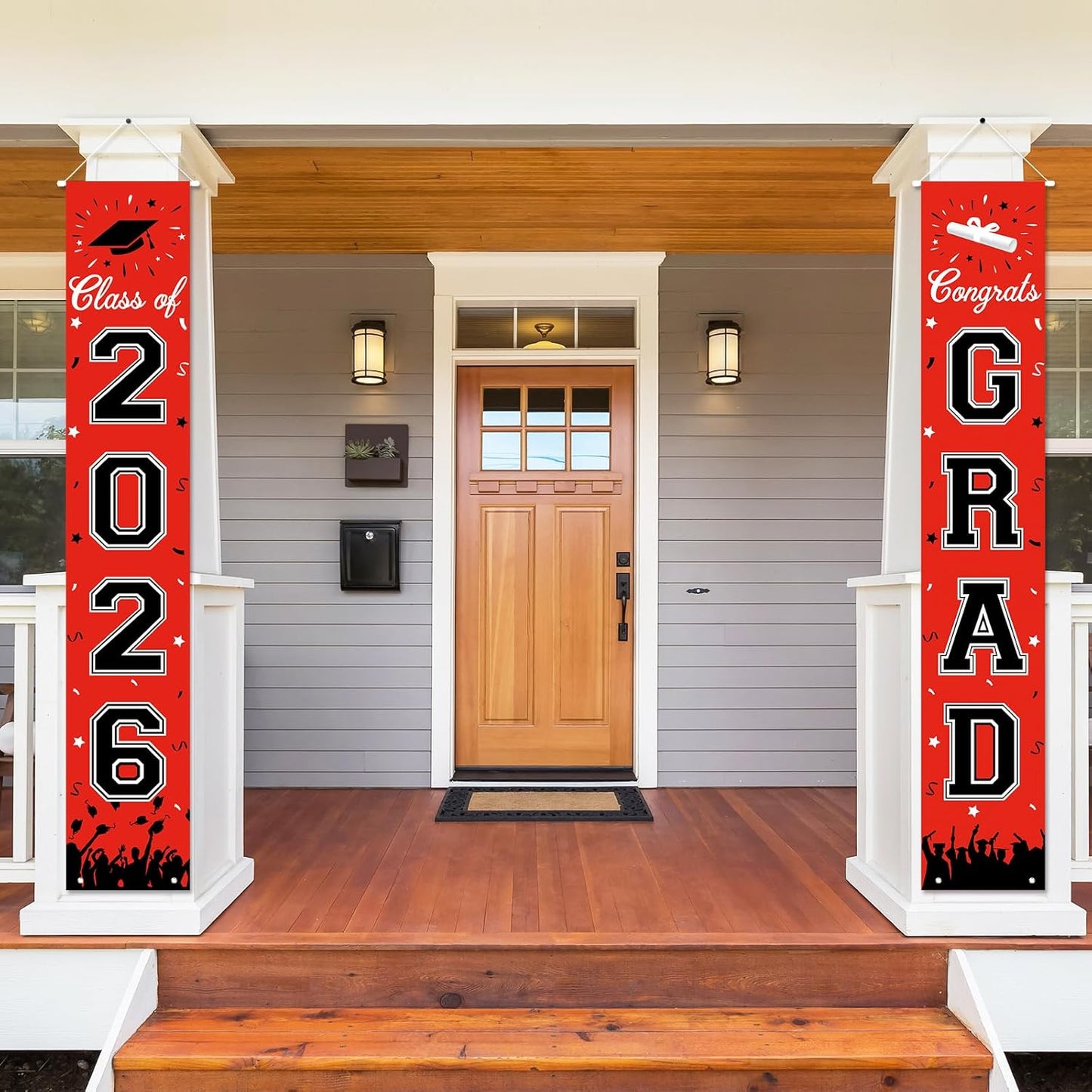 2026 Graduation Decorations, Graduation Banner Class of 2026, Hanging Congratulations/Congrats Grad Banner for Door and Porch, Party Decor - Black