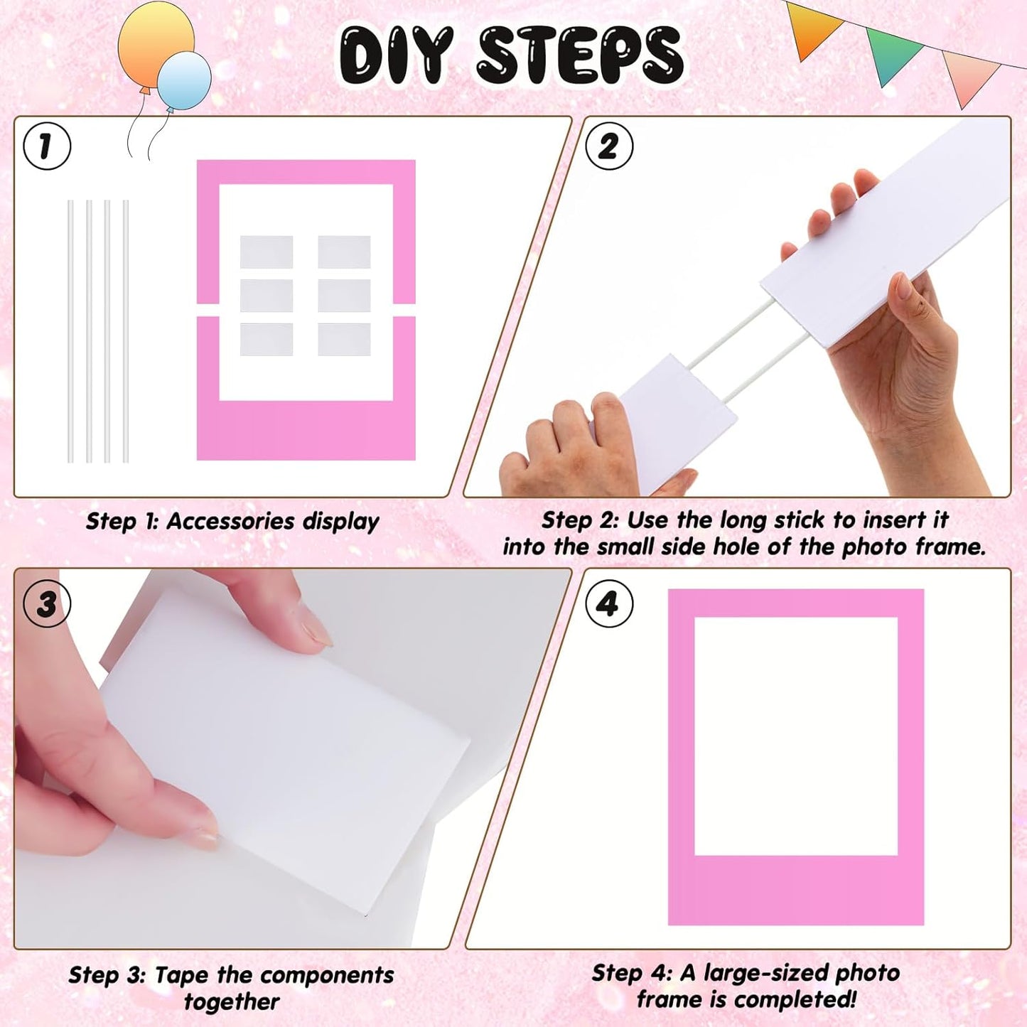 Beeveer 32 x 24 Inch Photo Booth Selfie Frame Prop Booth for Birthday Event Parties Large Blank DIY Cutout Props for Funny Decoration Christmas, Holiday Supplies