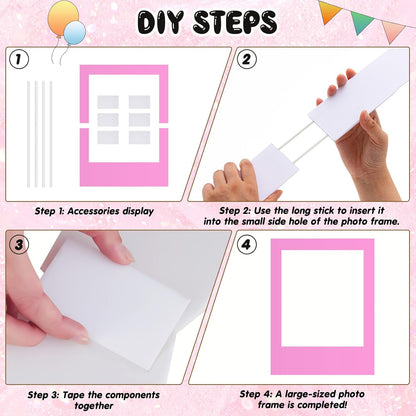 Beeveer 32 x 24 Inch Photo Booth Selfie Frame Prop Booth for Birthday Event Parties Large Blank DIY Cutout Props for Funny Decoration Christmas, Holiday Supplies