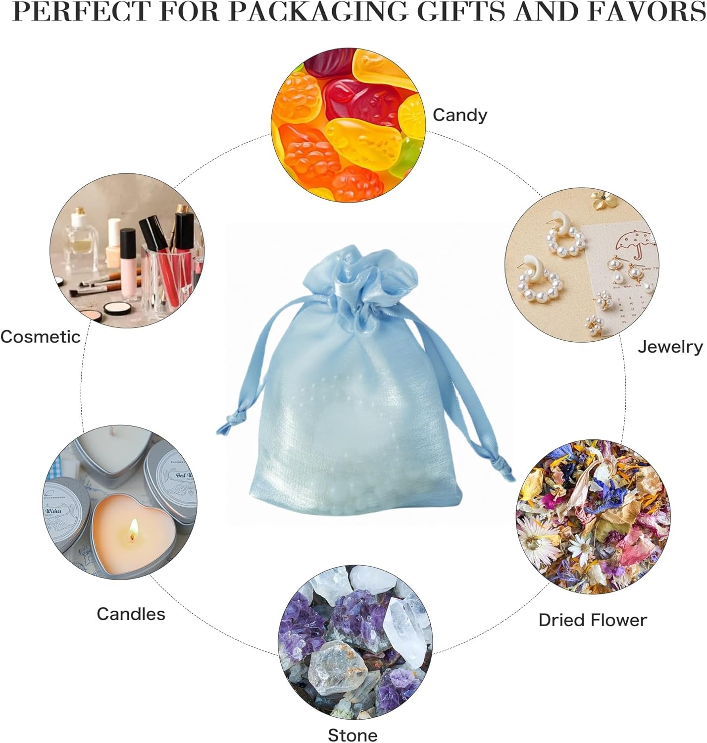 QIANF 20 Pcs Peacock Blue Small Organza Bags 3X4 inch for Wedding Favors with Drawstring, Mini Mesh Gift Bags Jewelry Pouch for Candy Bridal Shower Party Favor Baby Shower Christmas