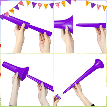 6 Pcs Stadium Horn for Adult, 21 Inch Vuvuzela Plastic Collapsible Cheering Trumpets for Sporting Events Football Carnival Party, Red