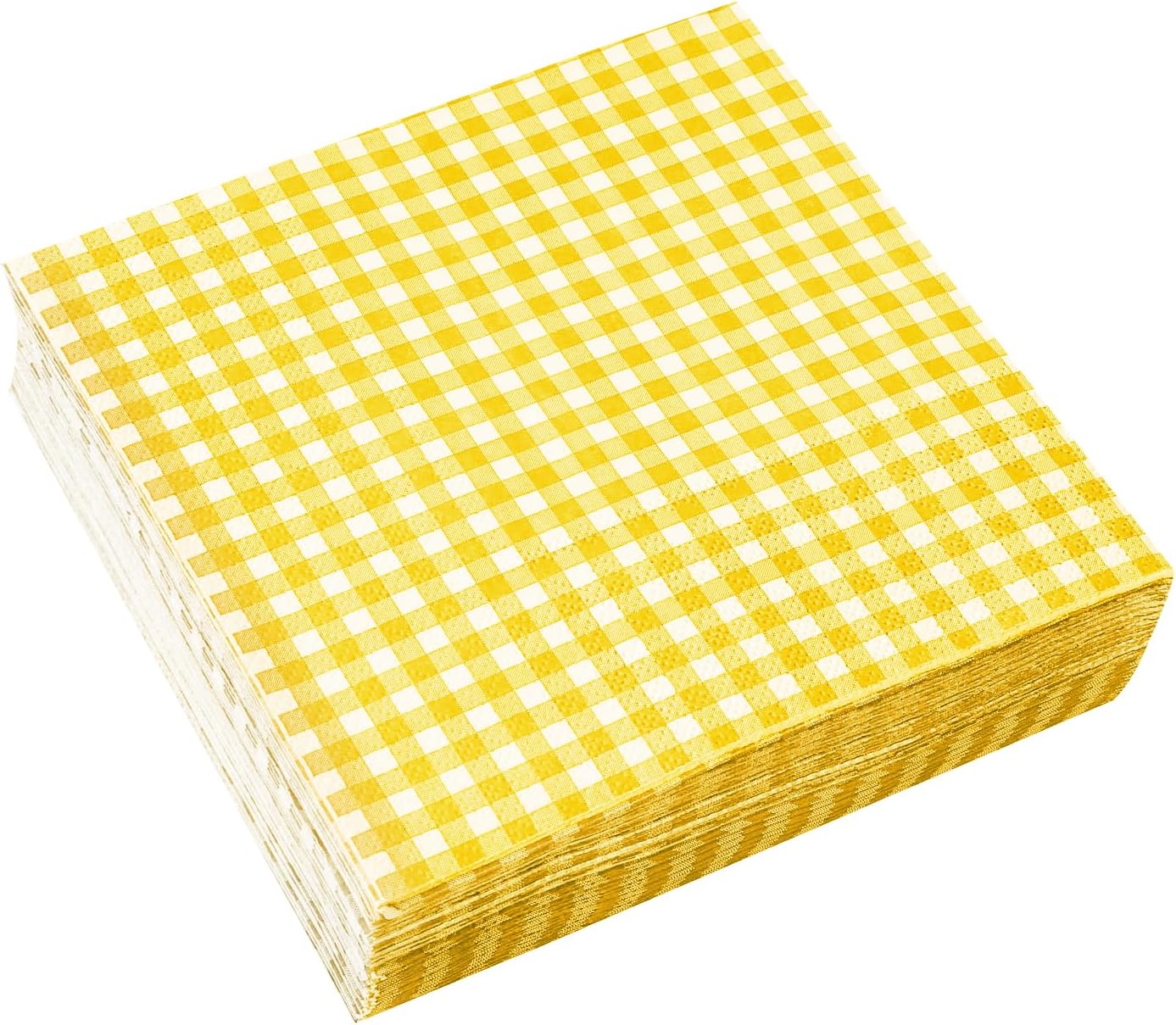 Gatherfun Disposable Red and White Gingham Paper Napkins (Pack of 50)