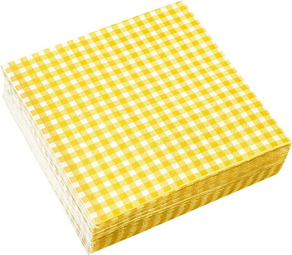 Gatherfun Disposable Red and White Gingham Paper Napkins (Pack of 50)