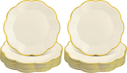 NatNarr 30 Pcs Sage Green Paper Plates, 7 Inch Scalloped Paper Plates Small Dessert Cake Plate Cute Party Plate Disposable Sage Greens Party Supplies for Wedding, Baby Bridal Shower, Birthday