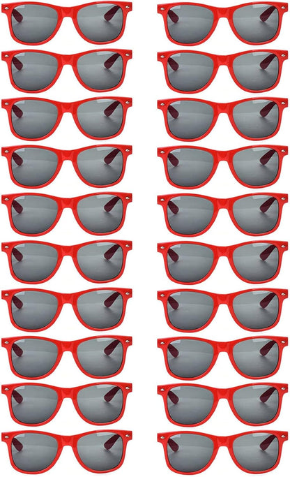 20 Pairs Bulk Sunglasses for Adult Retro 70s 90s Cheap Glasses (Black)