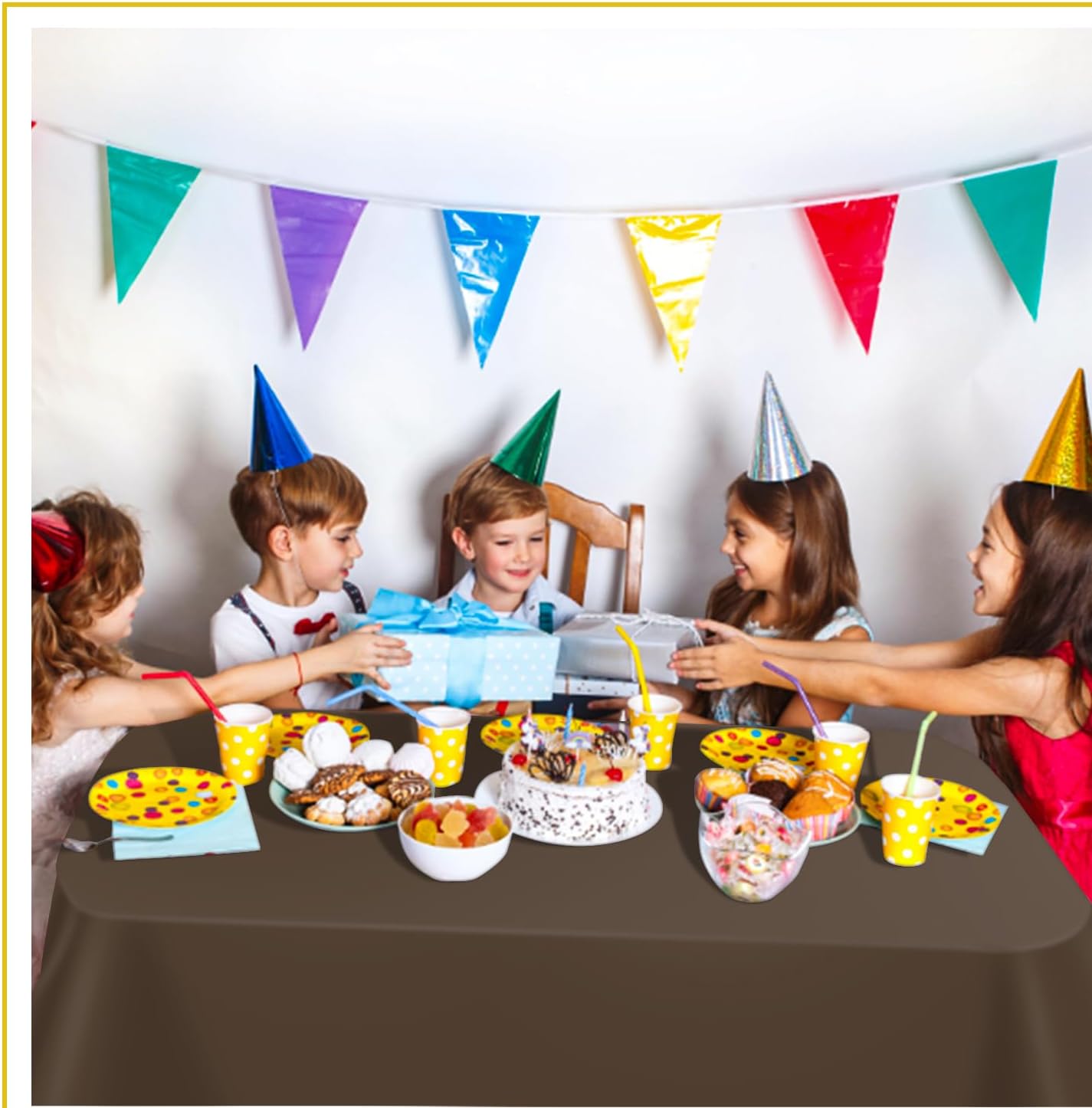 tujol Royal Blue 6 Pack Plastic Table Cloth 54" x 108", Disposable Tablecloths Rectangle Table Cover, Plastic Tablecloths for Parties