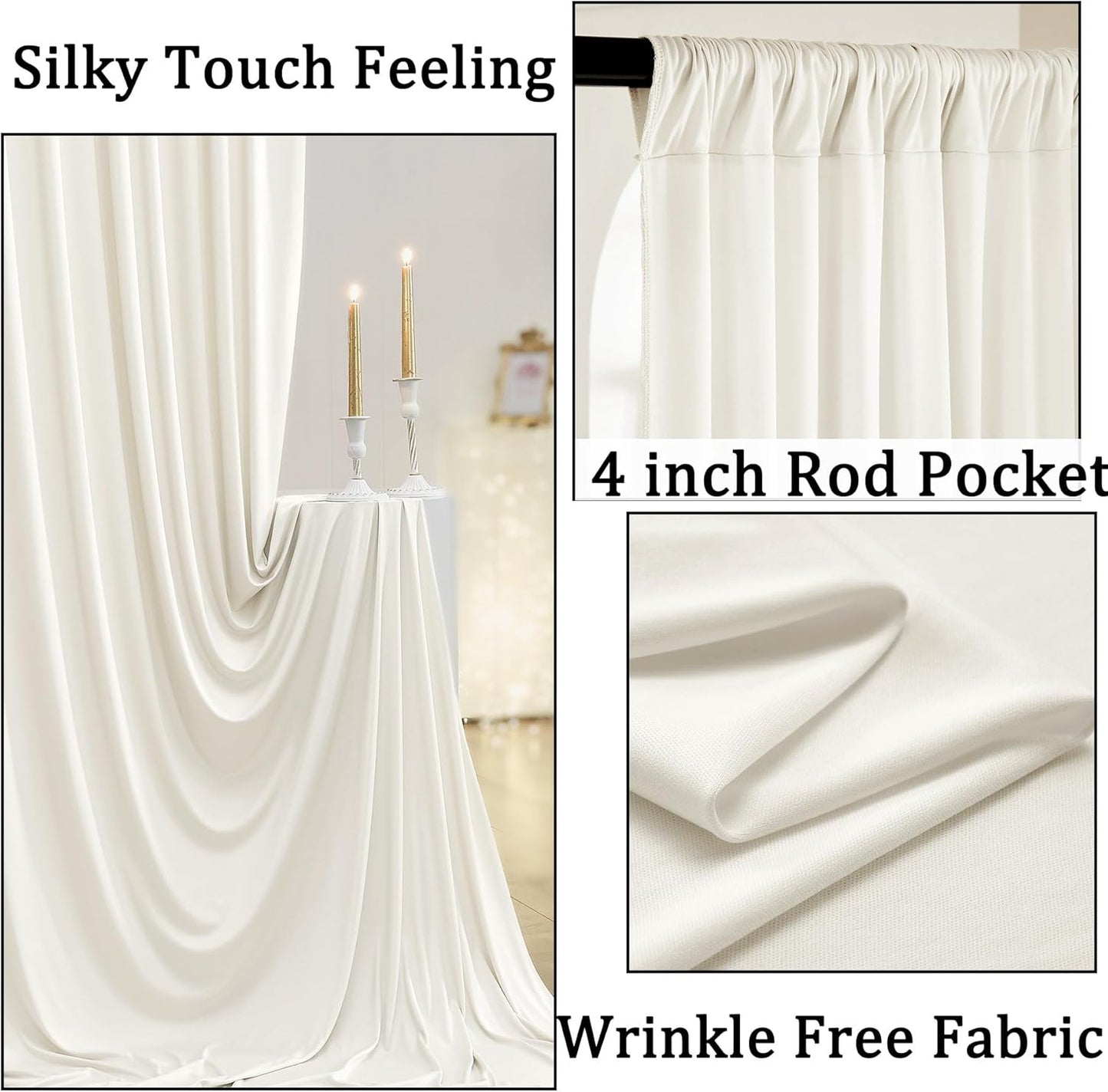 10ftx10ft Black Backdrop Curtains for Weddings Parties, Wrinkle Free 2 Panels Silky Polyester Photo Backdrop Drapes Back Drop Cloth Drapery for Birthday Mother'sDay Photography Background