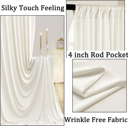 10ftx10ft Black Backdrop Curtains for Weddings Parties, Wrinkle Free 2 Panels Silky Polyester Photo Backdrop Drapes Back Drop Cloth Drapery for Birthday Mother'sDay Photography Background