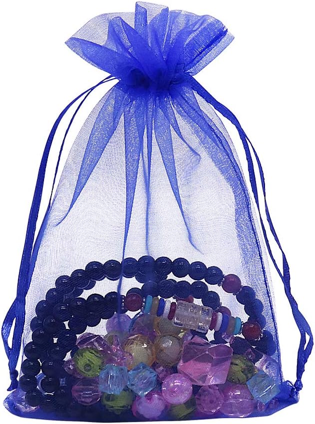 HRX Package 100pcs White Organza Bags, 4x6 inch Mesh Bags Drawstring Gift Bags Jewelry Pouches for Candy Wedding Favors Christmas