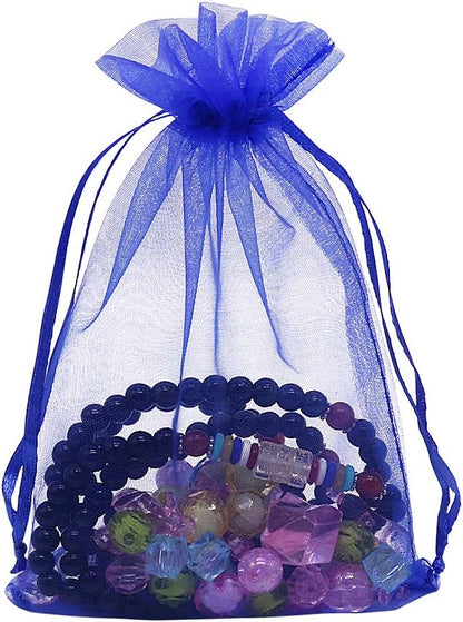 HRX Package 100pcs White Organza Bags, 4x6 inch Mesh Bags Drawstring Gift Bags Jewelry Pouches for Candy Wedding Favors Christmas