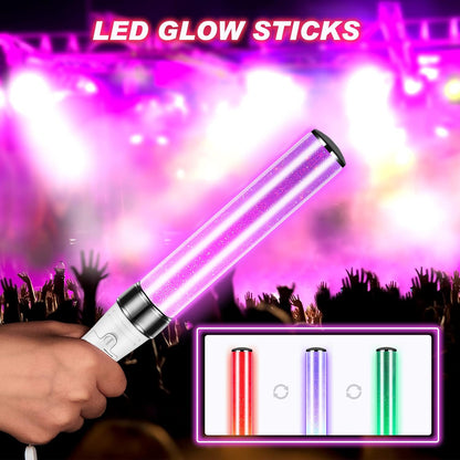 Lewtemi 6 Pcs K-pop Lightstick LED Glow Sticks 15 Color Reusable J-pop Concert Stick, Manual and Automatic Mode, Idol Flashing Glow Sticks Party Supplies for Raves Emergency Camping