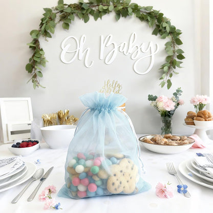 100PCS White Organza Bags, 4x6 Inch Small Mesh Bags Drawstring, Jewelry Gift Bags for Easter, Party, Festival, Bathroom Soaps, Makeup